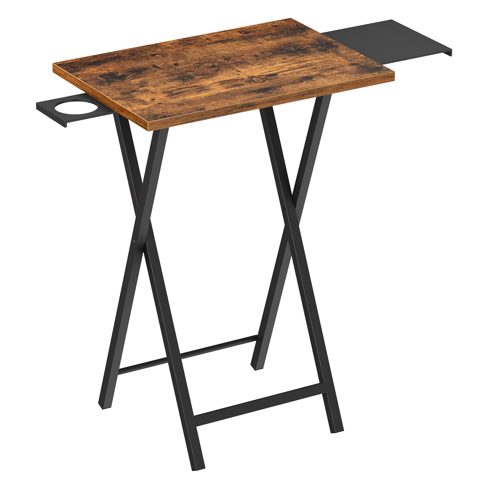 HOOBRO TV Tray Table with Tray & Cup Holder, Small Folding Dinner Table