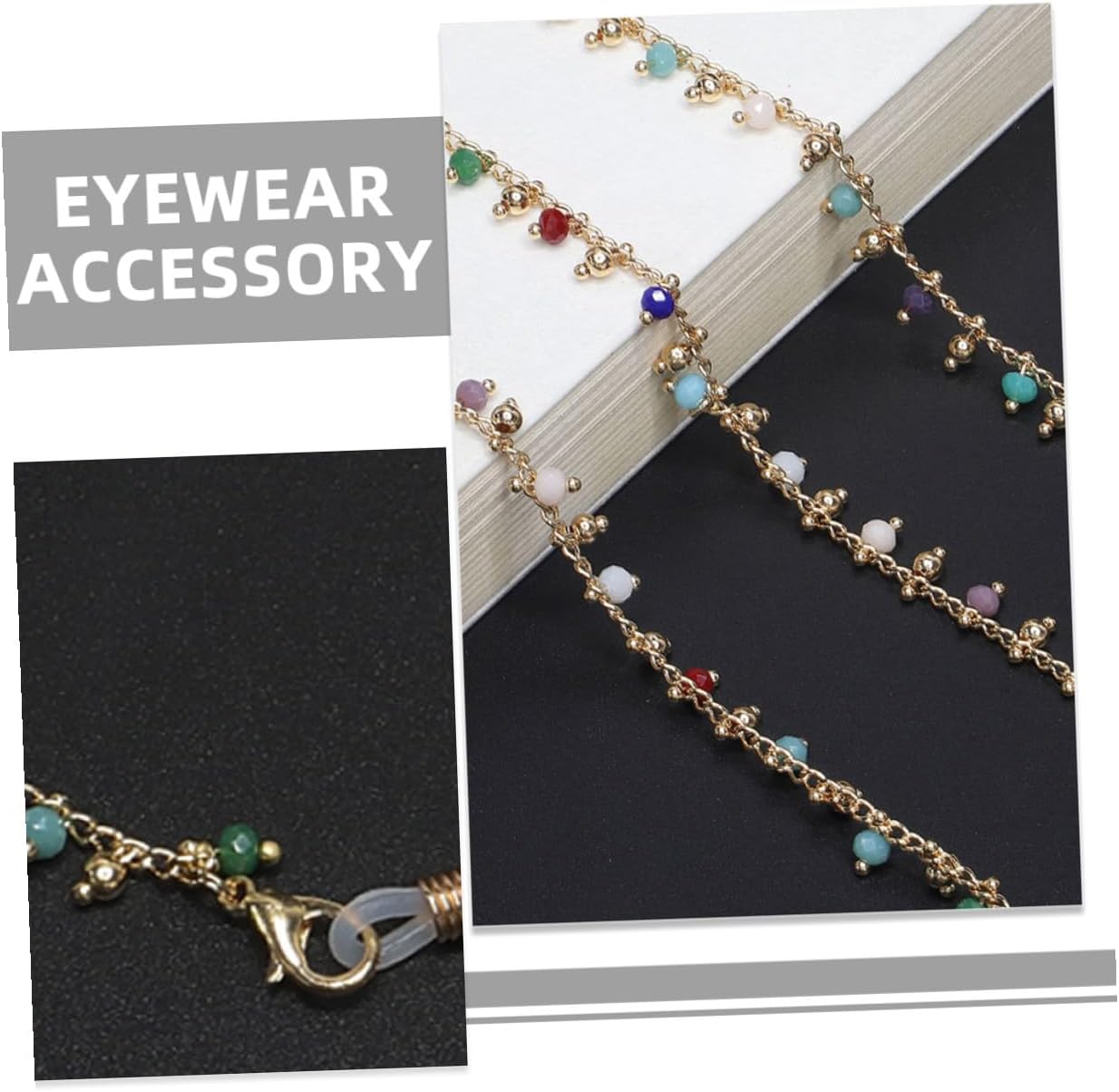 Operitacx 2pcs Handmade Anti-slip Eyeglass Cord and Glasses Chain for Men Women, Fashionable Eyewear Neck Strap Suitable for Sunglasses and Eyeglasses Accessories