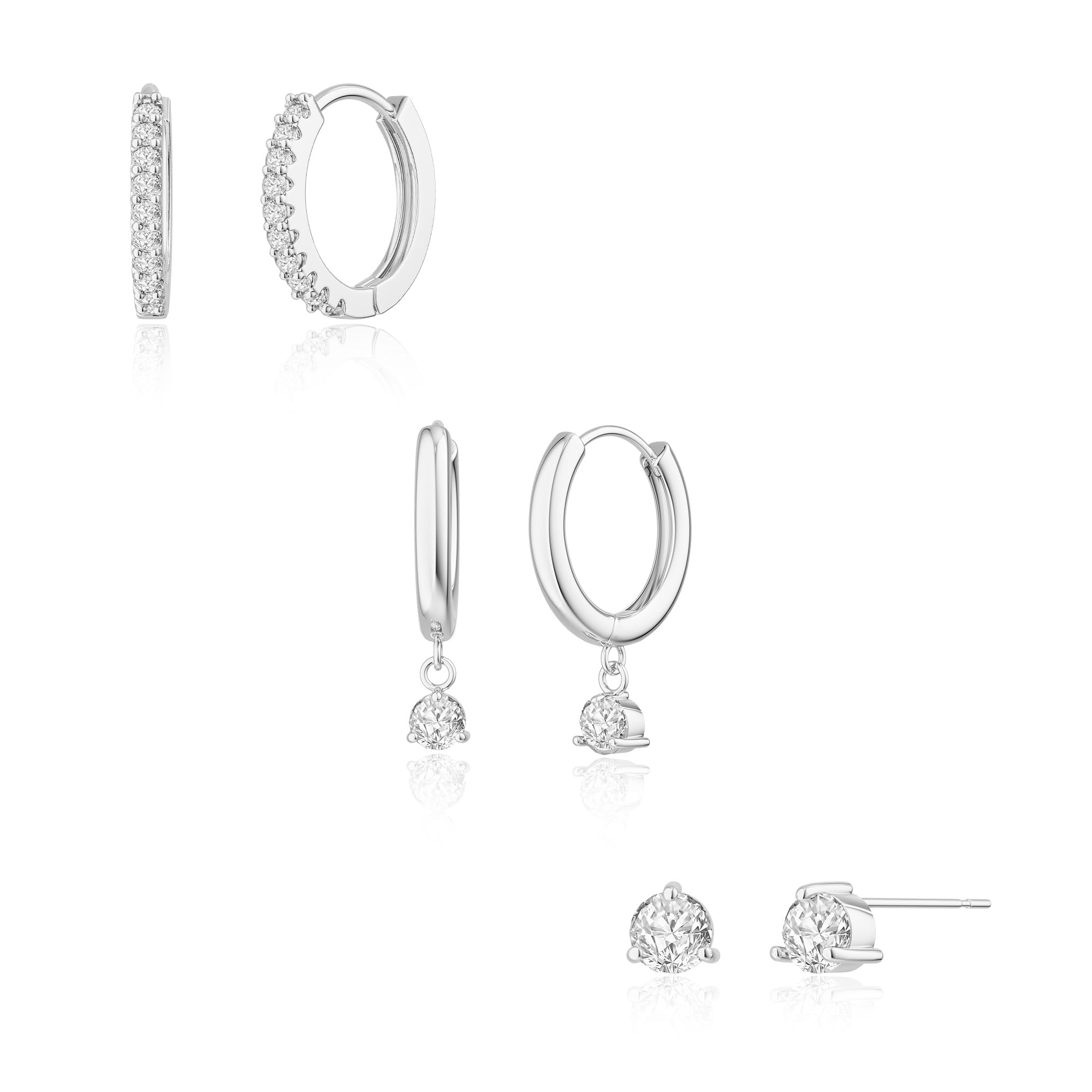 Freekiss 3 Pairs Gold Hoop Earrings Set: Dainty Stud Earrings Trendy Small 14K Gold Plated Hypoallergenic Dangle Cartilage Huggie Hoop Earrings for Women Gold Jewelry for Women Gifts