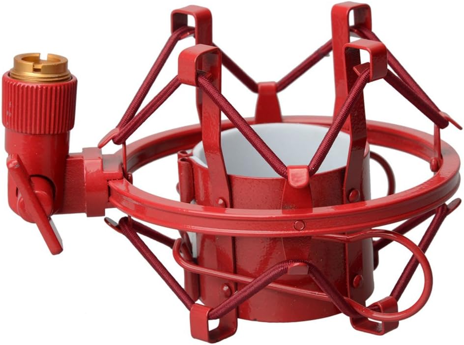 Olymstore(TM) Metal Microphone Mic Shock Mount Shockmount for Most Recording Microphones Red