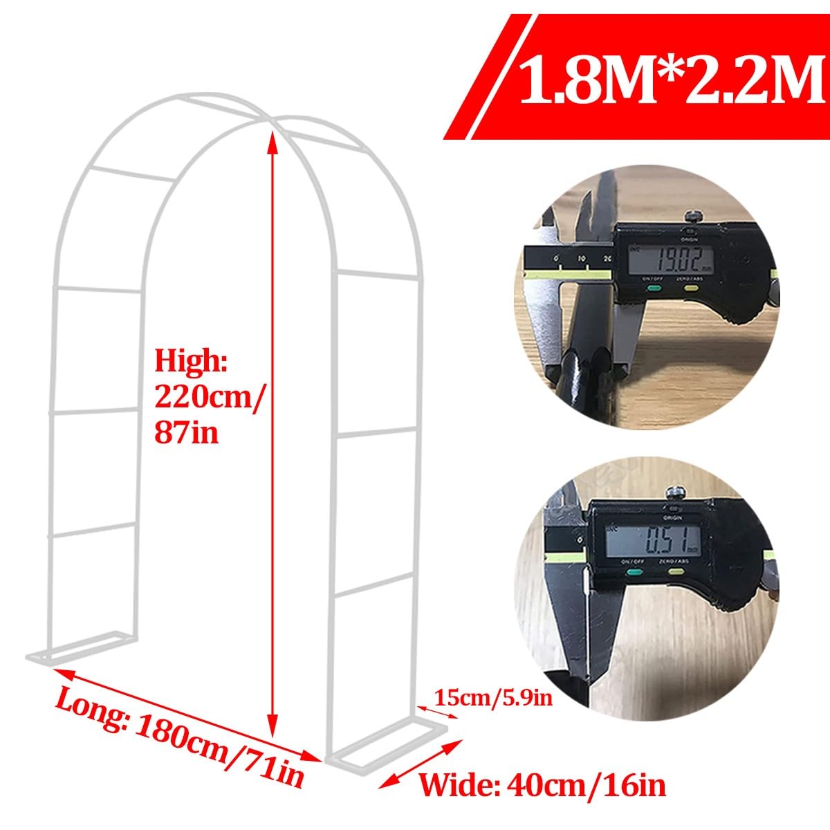 Biały i czarny metalowy łuk ogrodowy róża altana krata zewnętrzna dekoracja ślubna regulowana 80-350 cm wsparcie dla roślin pnących dł. 180 x szer. 40 x wys. 220 cm