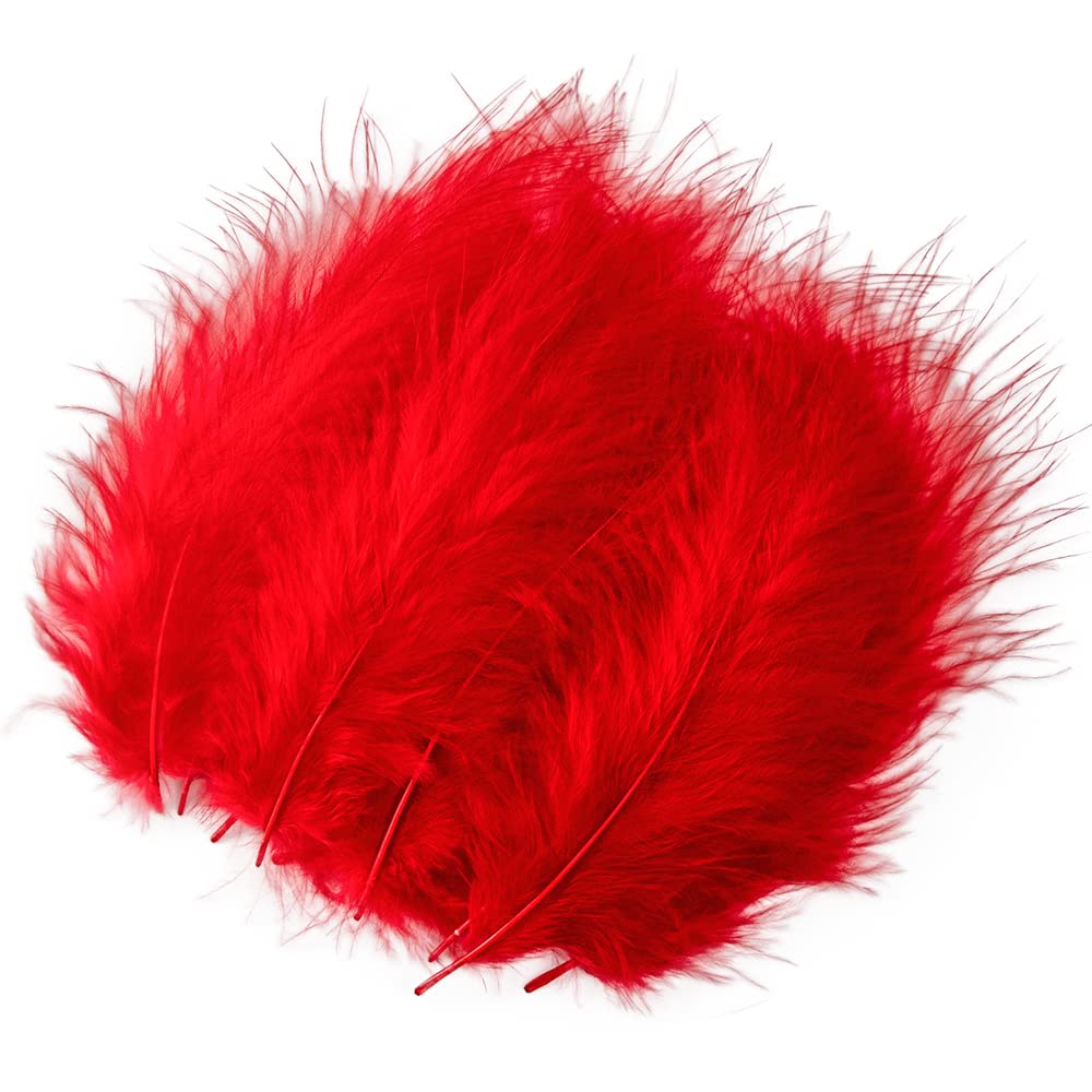 200pcs 4-6 Inches Fluffy Red Turkey Marabou Feathers for Crafts Dreamcatcher Fringe Trim Colored Feathers Accessories Pack - Image 2