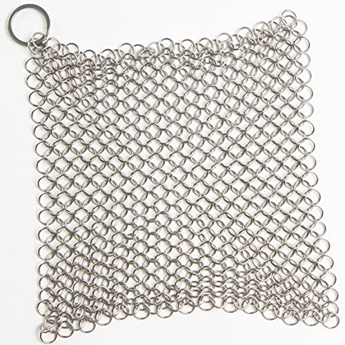Dapper&Doll Cast Iron Skillet Cleaner - 8"x6" XL Stainless Steel Chainmail Scrubber for Cast Iron Pans Dapper&Doll Cast Iron Skillet Cleaner - 8"x6" XL Stainless Steel Chainmail Scrubber for Cast Iron Pans