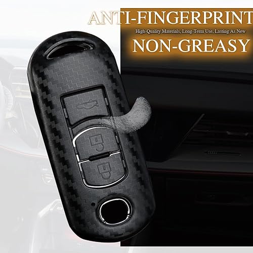 Miniatura 5 de ontto Funda de llave de 3 botones para Mazda 2 3 5 6 8 CX3 CX5 CX7 CX9 MX5 Mate Funda para llavero con patrón de carbono Guante para llaves Elegante