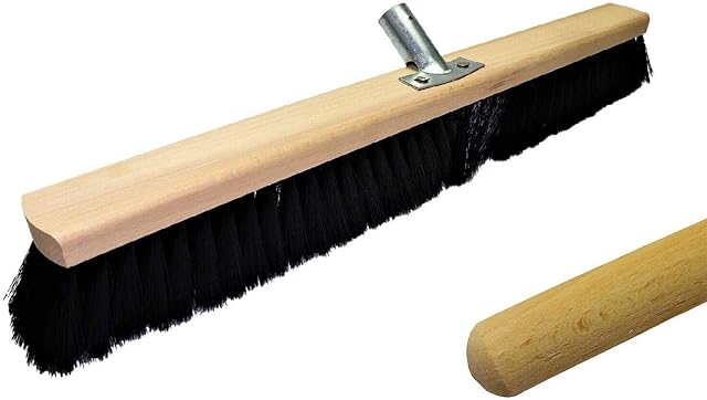 Cortaba 24" 600mm Nylon Black Broom with Handle Soft Bristle Sweeping Brush Warehouse