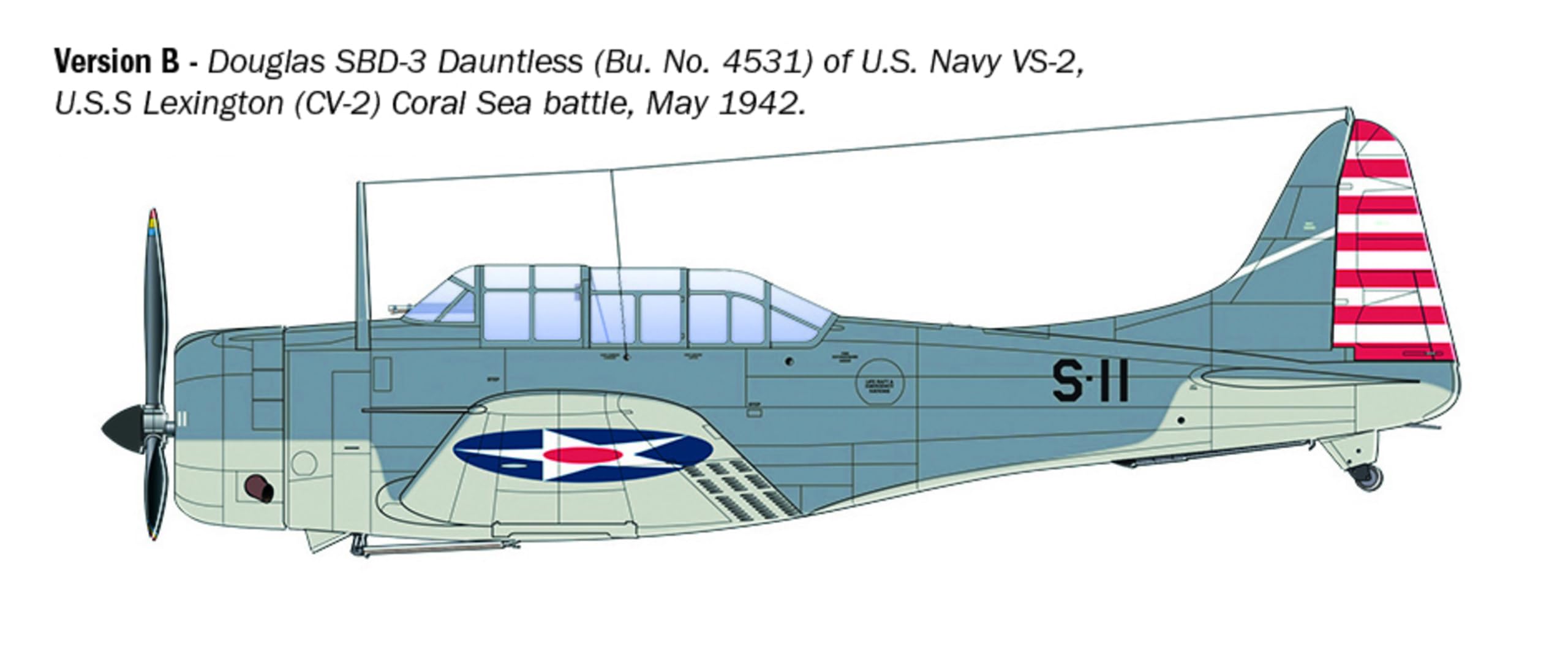 Italeri 2841 USN SBD-3 Dauntless, 1:48 Scale, Plastic Model Kit/Plastic Model Assembly, Multicolored, 24,2 cm - Image 4