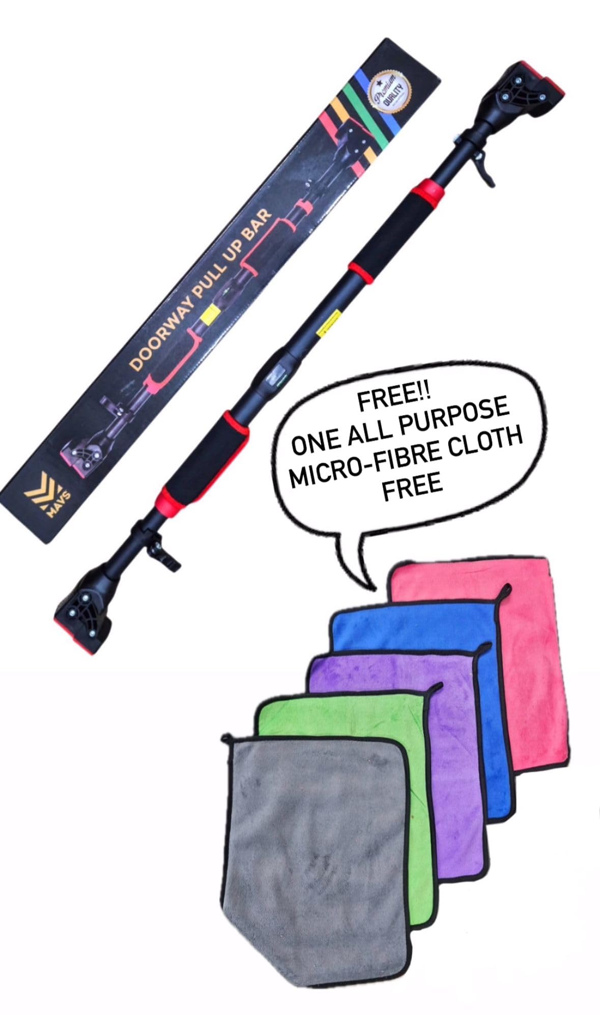 MAVS Pull Up Bar for Doorway, Strength Training Pullup Bar with No Screws, Chin Up Bar with Adjustable Width Locking Mechanism, Doorway Pull Up Bar Max Load 440lbs for Home Gym WITH SHAKER-image-34