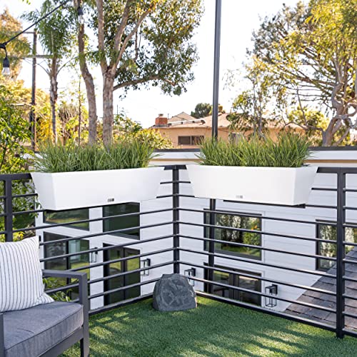 Image of Veradek Pure Series Railing Planter - Tapered Window Box with Bracket