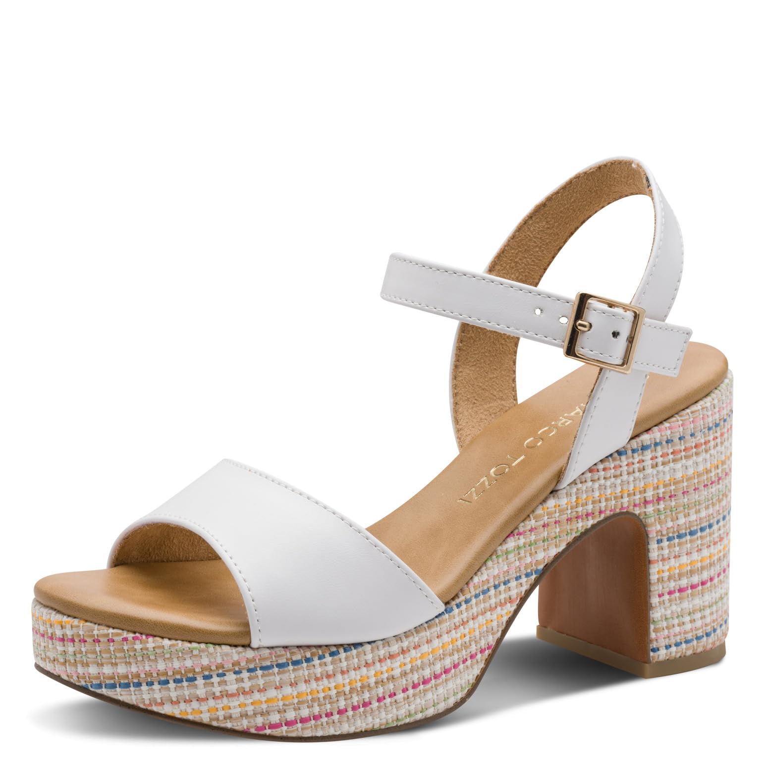 MARCO TOZZI women's sandal soft Feel Me footbed Vegan Vegan, white (WHITE COMB), 7.5 UK