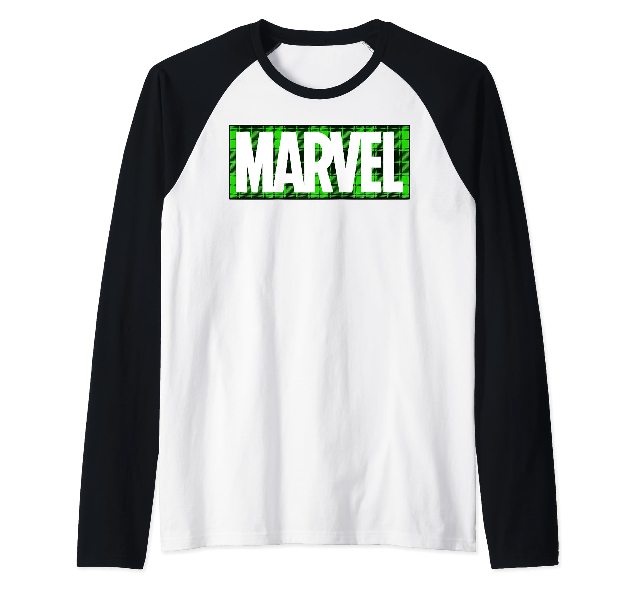 Marvel Comics raglan baseball tee t-shirt manches 3/4 vert et blanc