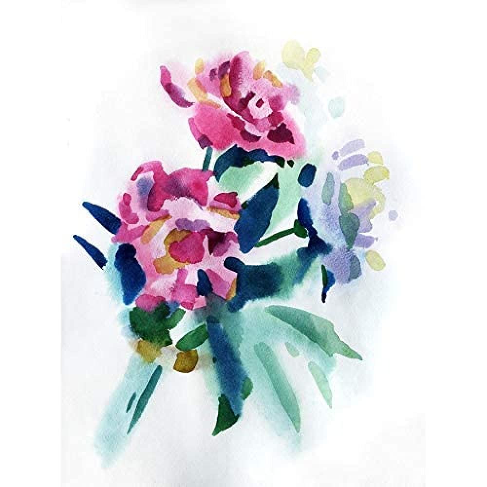 Wee Blue Coo Flower Watercolour Peony Unframed Art Print Poster Wall Decor 12x16 inch