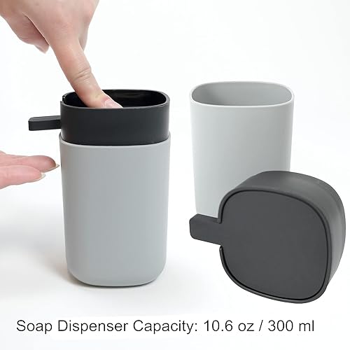 Miniatura 2 de Juego de 6 accesorios de baño completo, soporte para cepillos de dientes, dispensador de jabón, cubo de basura, jabonera, taza para cepillos de