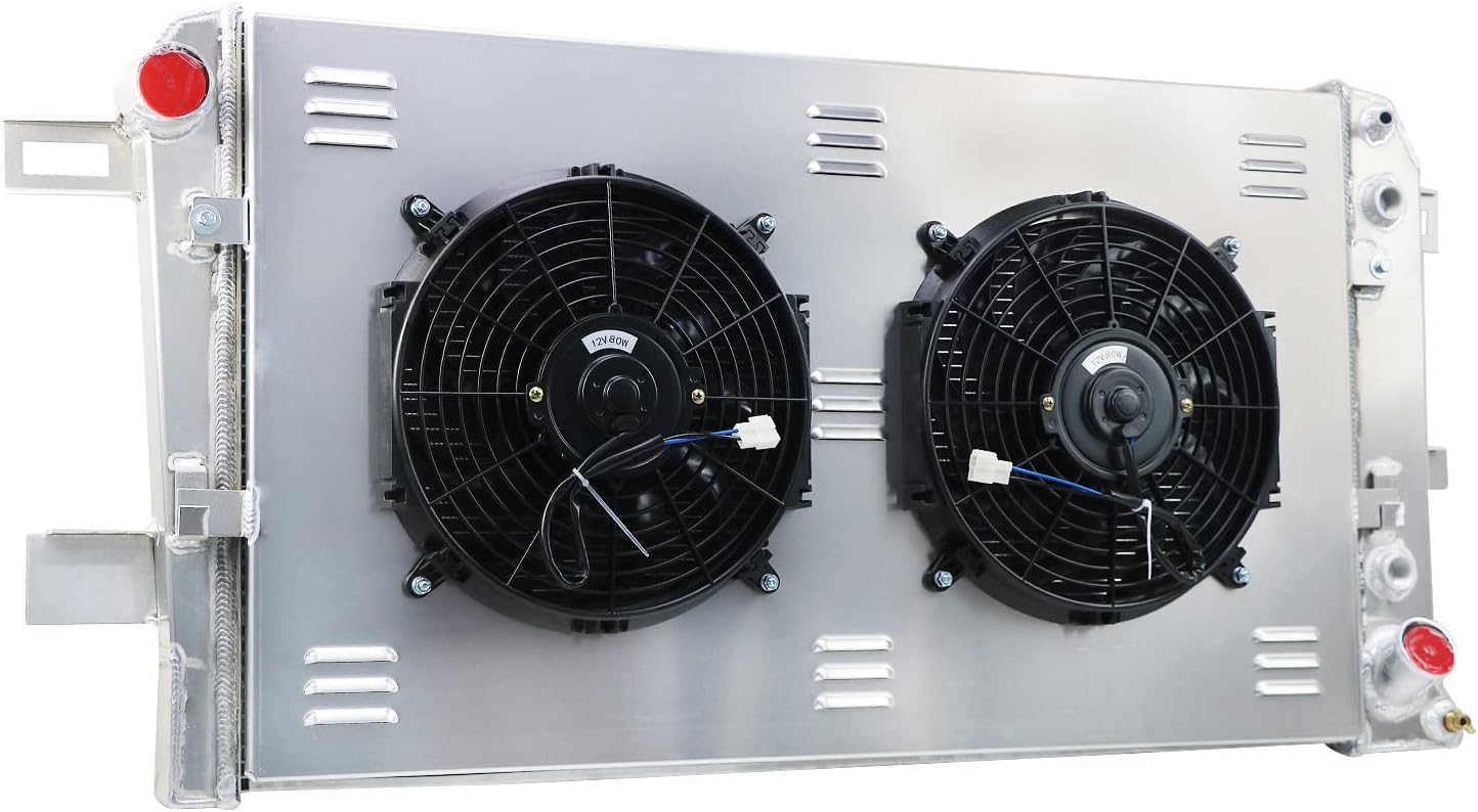 Full Aluminum Radiator Compatible with 2001-2005 GMC Chevy Silverado Sierra 3500 2500 HD w/ 6.6L Duramax LB7/LLY, 44MM 3 Row Core Cooling Radiators + Shroud/Electric Fan + Relay Kit