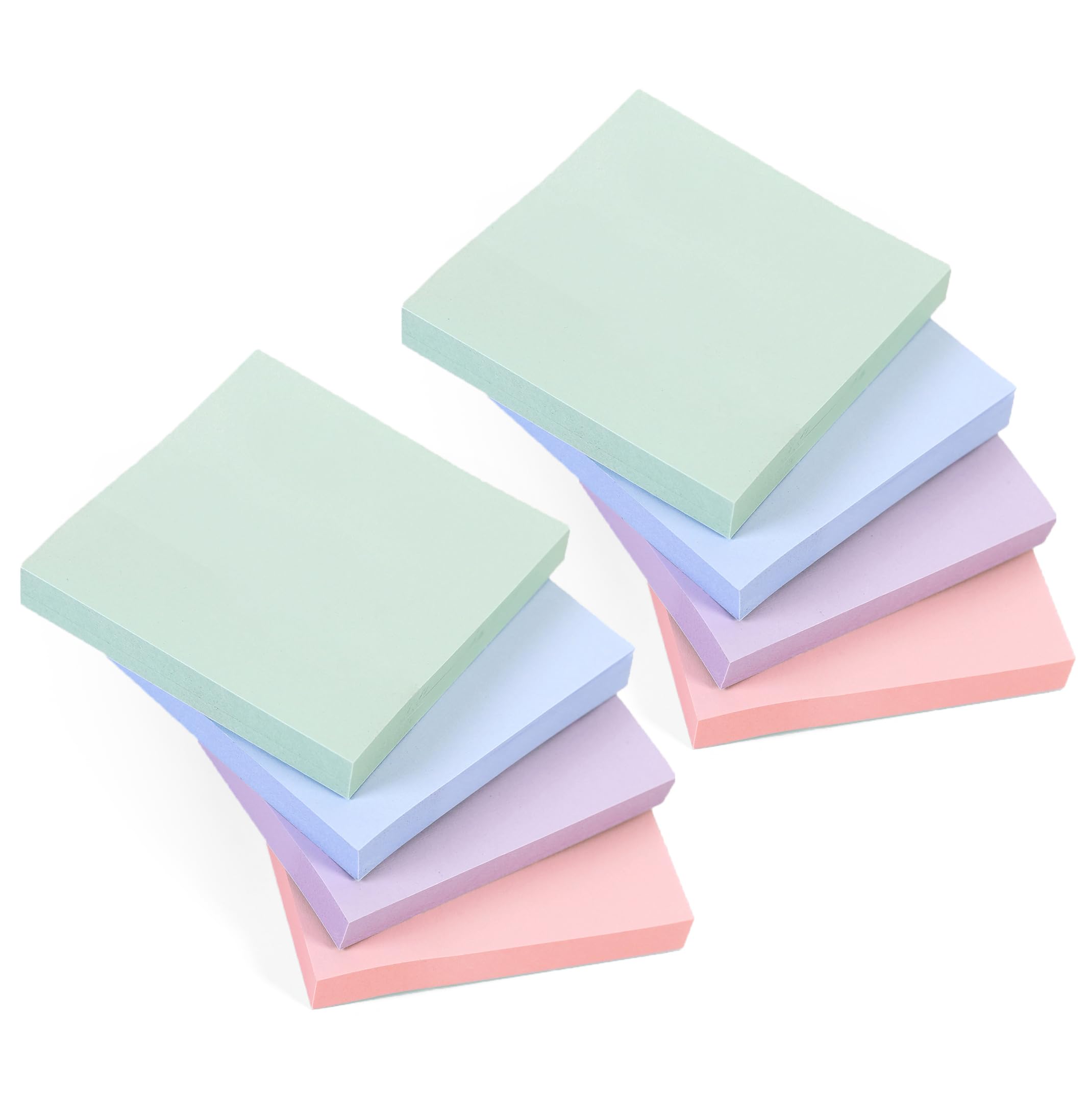 8 Pads Dusk Pastel (Square) Sticky Notes, 100 Sheets Per Pad 76 x 76 mm (3" x 3") | Light Pastel Colours Purple, Pink, Green, Blue | Delicate Colours for Gentle Memos, Journals, and Creative Planning — image 1