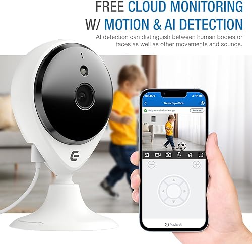 Miniatura 4 de Cámara de seguridad inteligente para interiores con cable, cámara IPWiFi HD de 1080p para monitoreo de video de mascotas en el hogar, audio