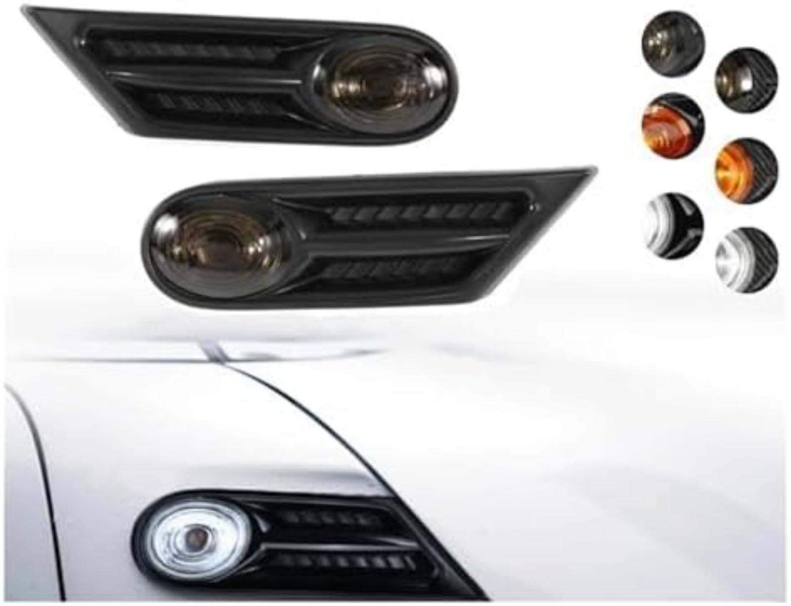 Dla BMW, dla Cooper R56 R57 R58 R59 2011-2017 włączony kierunkowskaz boczny kierunkowskaz w lusterku 63137260202 63137260201 Lampka kontrolna lusterka bocznego (Carbon Black Cover)