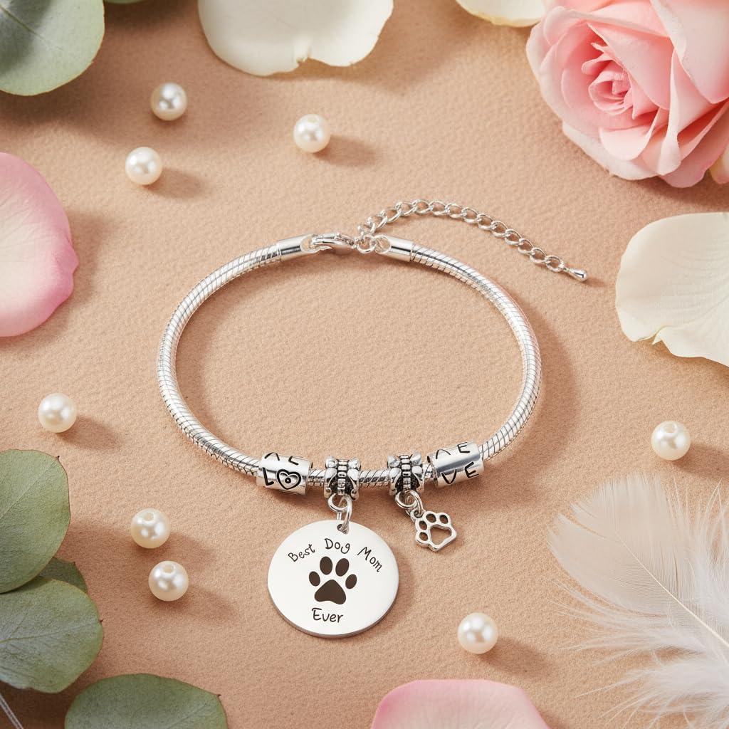 Aelciyue Dog Mom Gifts for Women - Christmas Mothers Day Birthday Valentines Day Gifts for Dog Moms Dogs Lovers Gift Dogs Paw Prints Link Bracelets Gift for Women - Image 5