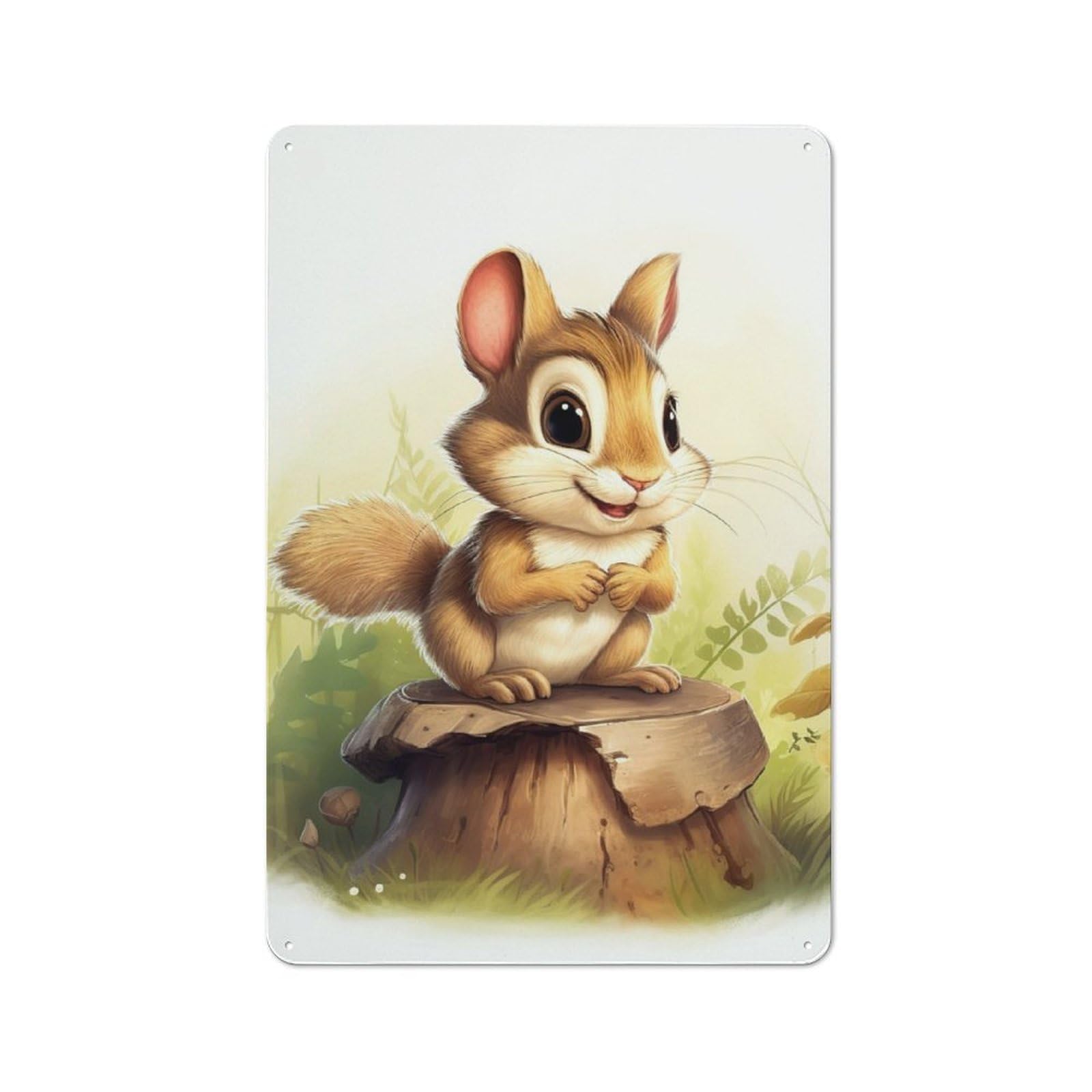 Junmoney Cute Chipmunk Tin Wall Plaque 30X20cm With For Hobby Room Or Studio, For Home Interiors, Feature Walls And Decorative Displays