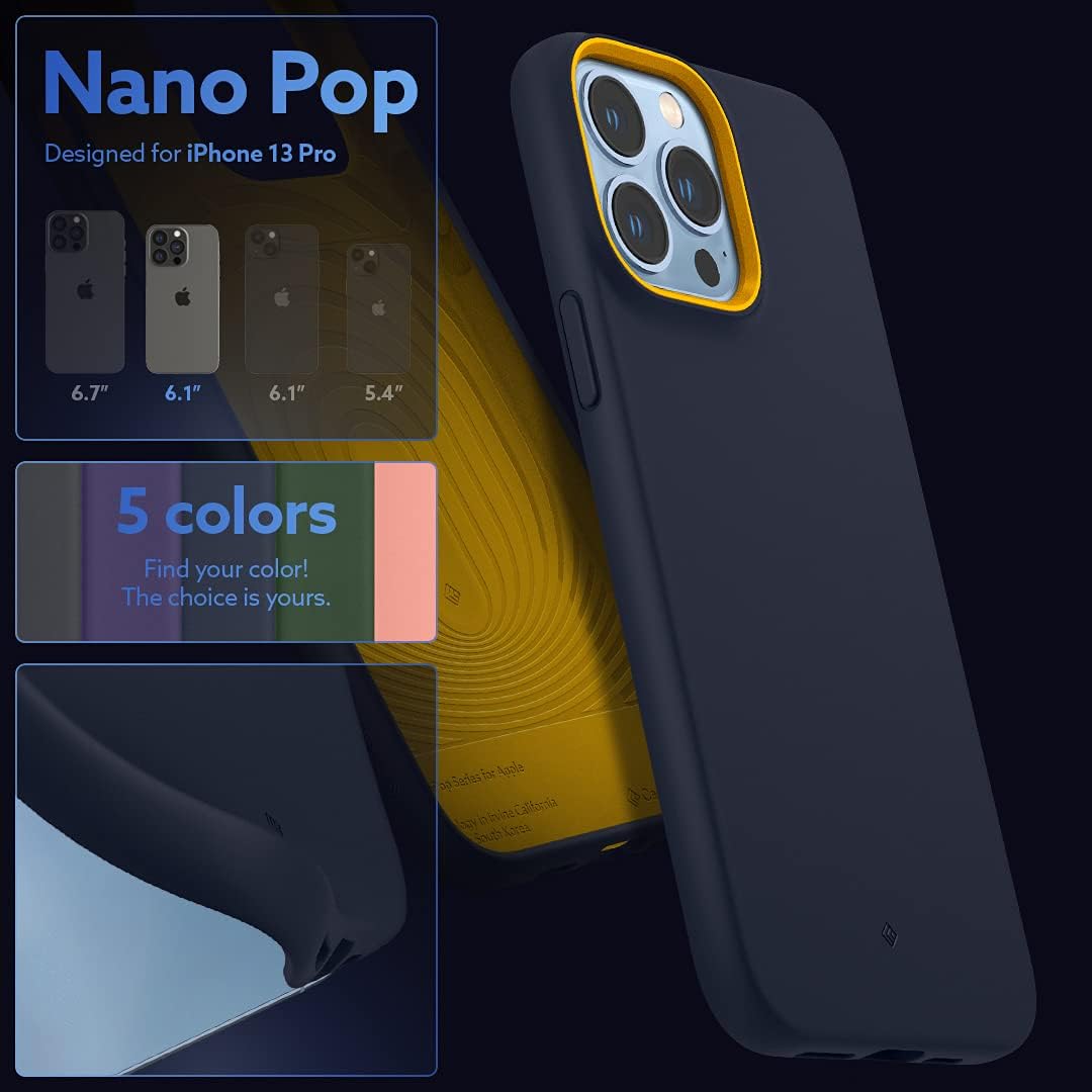 Caseology Nano Pop Silicone Case Compatible with iPhone 13 Pro Case (2021) - Blueberry Navy