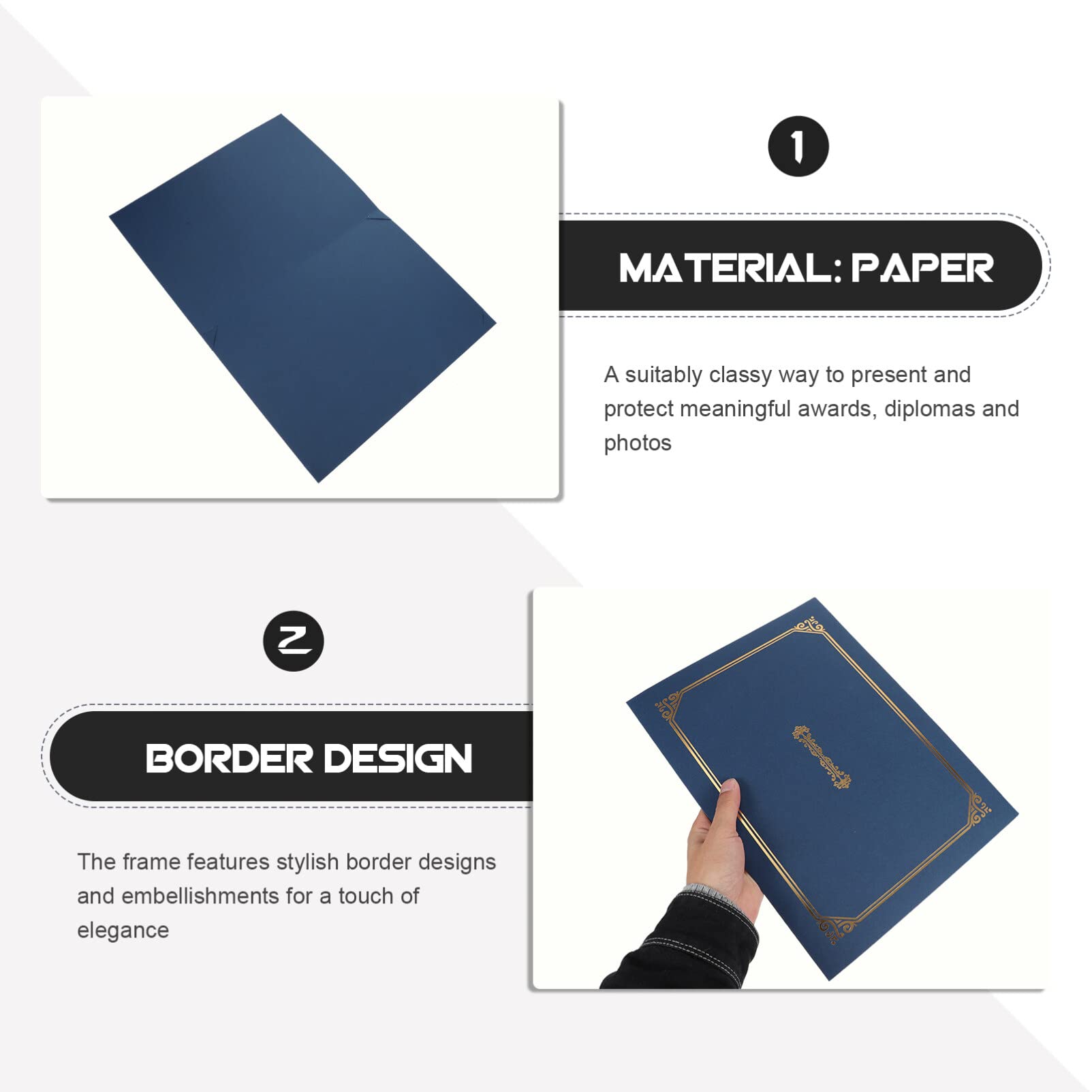 Zerodeko 5 Porta Certificati: Porta Diploma Con Stampa In Oro Copertine Per Documenti Copertine Per Diploma Bordo In Lamina D'oro Per Certificato Documenti