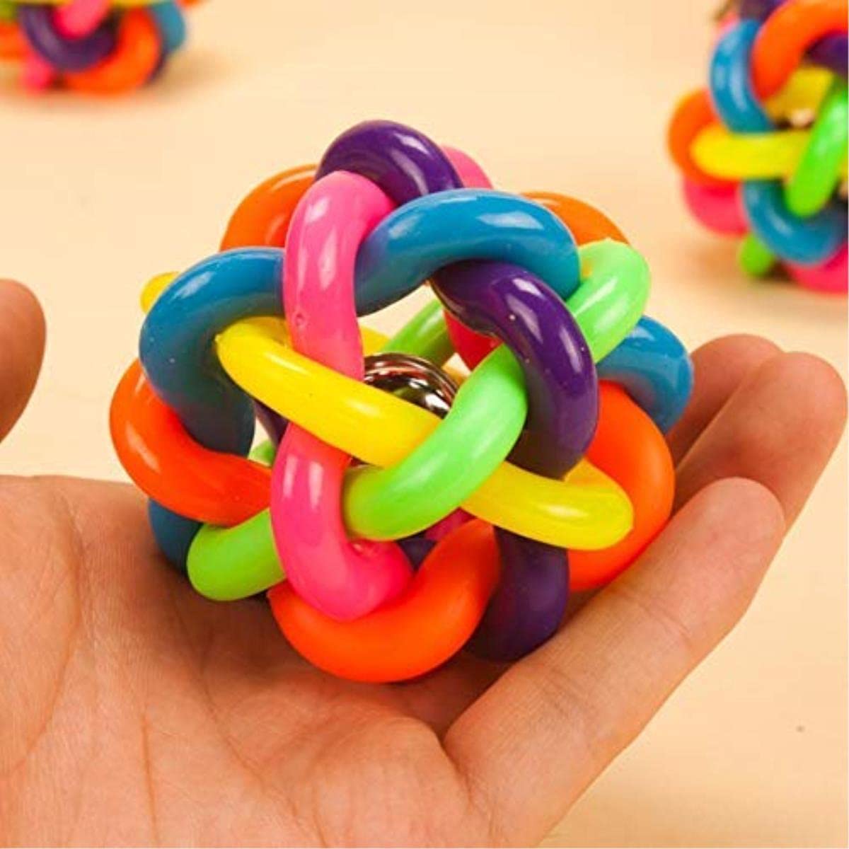 BLACKDOG Toys for Puppies Chewable Rope Teething Playing Interactive Toys Two Knot Rope Toys Cotton Rope Ball Colourful Rainbow Ball Aggressive Puppies Toys 4 in 1 Combo (Buy One Get one Chew Bone)