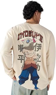 The Souled Store Demon Slayer: Inosuke Men and Boys Long Sleeves Round Neck Graphic Printed Cotton Oversized Comfortable L...