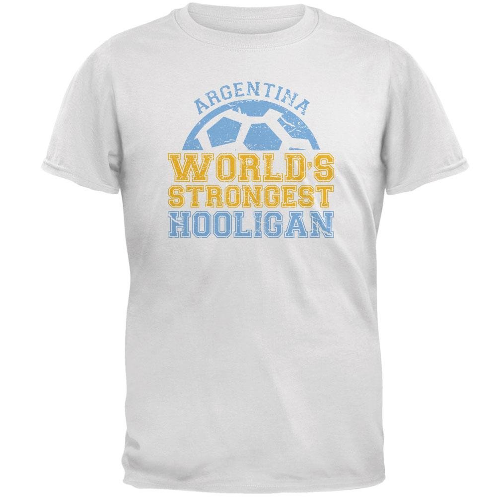 World Cup World's Strongest Hooligan Argentina Mens T Shirt White LG