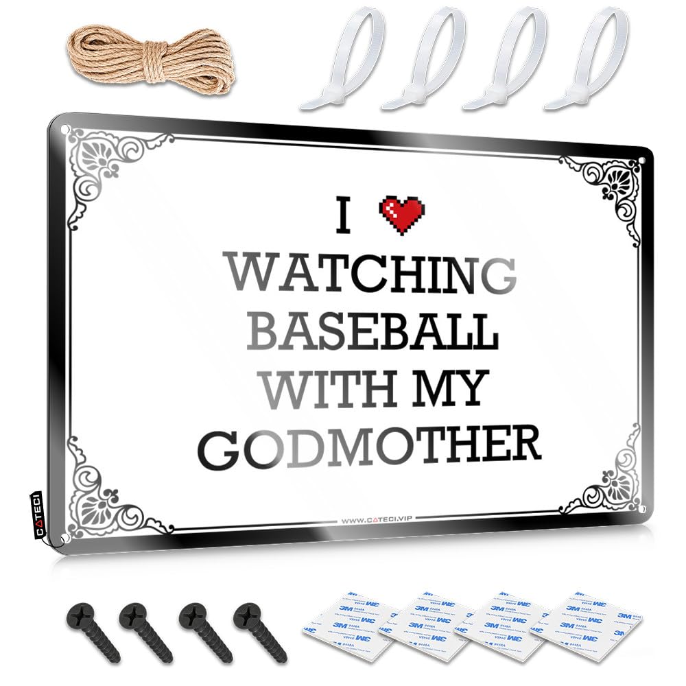 Fzfn Boys Colour Cocoa Haves Tin Metal Sign - I Love Watching Baseball With My Godmother Farmhouse Metal Wall Art Ready To Hang For Pub(30X40cm)