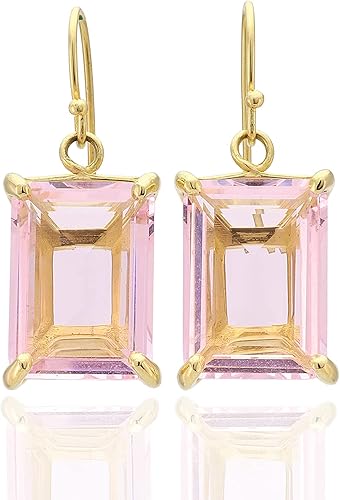 Miniatura 3 de Rose Quartz Rectangle Earrings - Self-Love Gold Dangle Earrings for Women - Healing Crystal Gemstone Jewelry