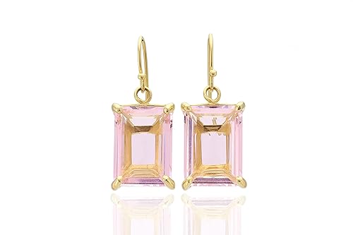 Miniatura 3 de Rose Quartz Rectangle Earrings - Self-Love Gold Dangle Earrings for Women - Healing Crystal Gemstone Jewelry