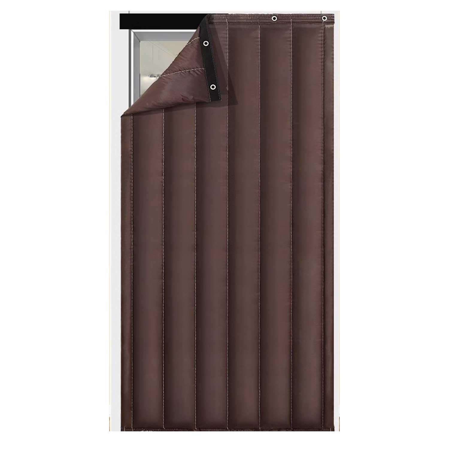 HeavyDuty Rideau de porte 100 % coton occultant à isolation thermique Séparateur de pièce pour chambre à coucher, salon, garage Marron 70 x 210 cm