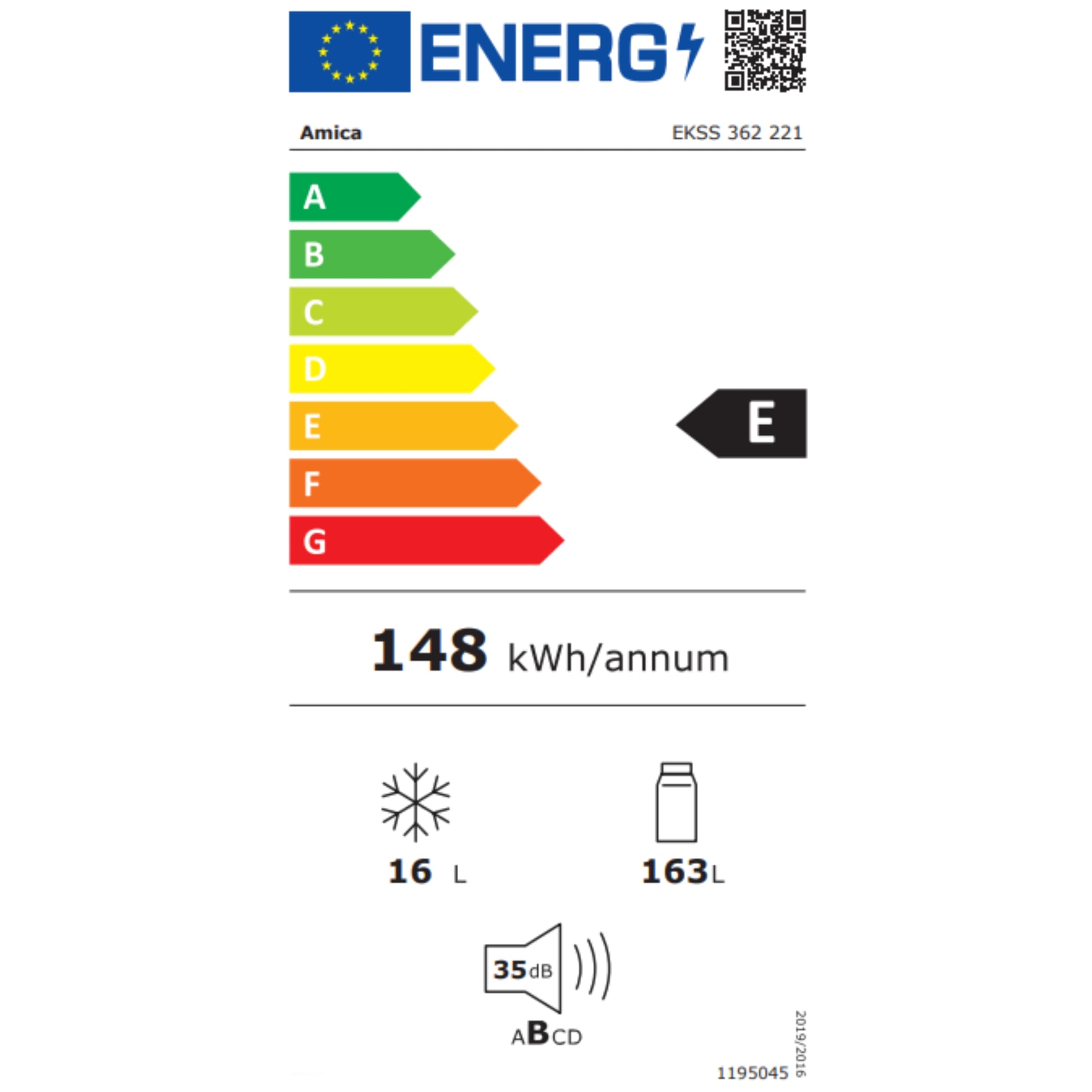 Amica Einbau Kühlschrank mit Gefrierfach 122 cm Nische Schlepptür Technik Inverter Motor elektronische Steuerung LED Beleuchtung Tür Offen Alarm
