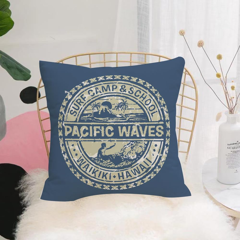 HYOSXW Cushion Cover,Throw Pillow Case Home Decorative for Living Room Bedroom Sofa Chair 16X16 Inch,Hawaiian style surf camp seal logo,Pillowcase 40X40cm