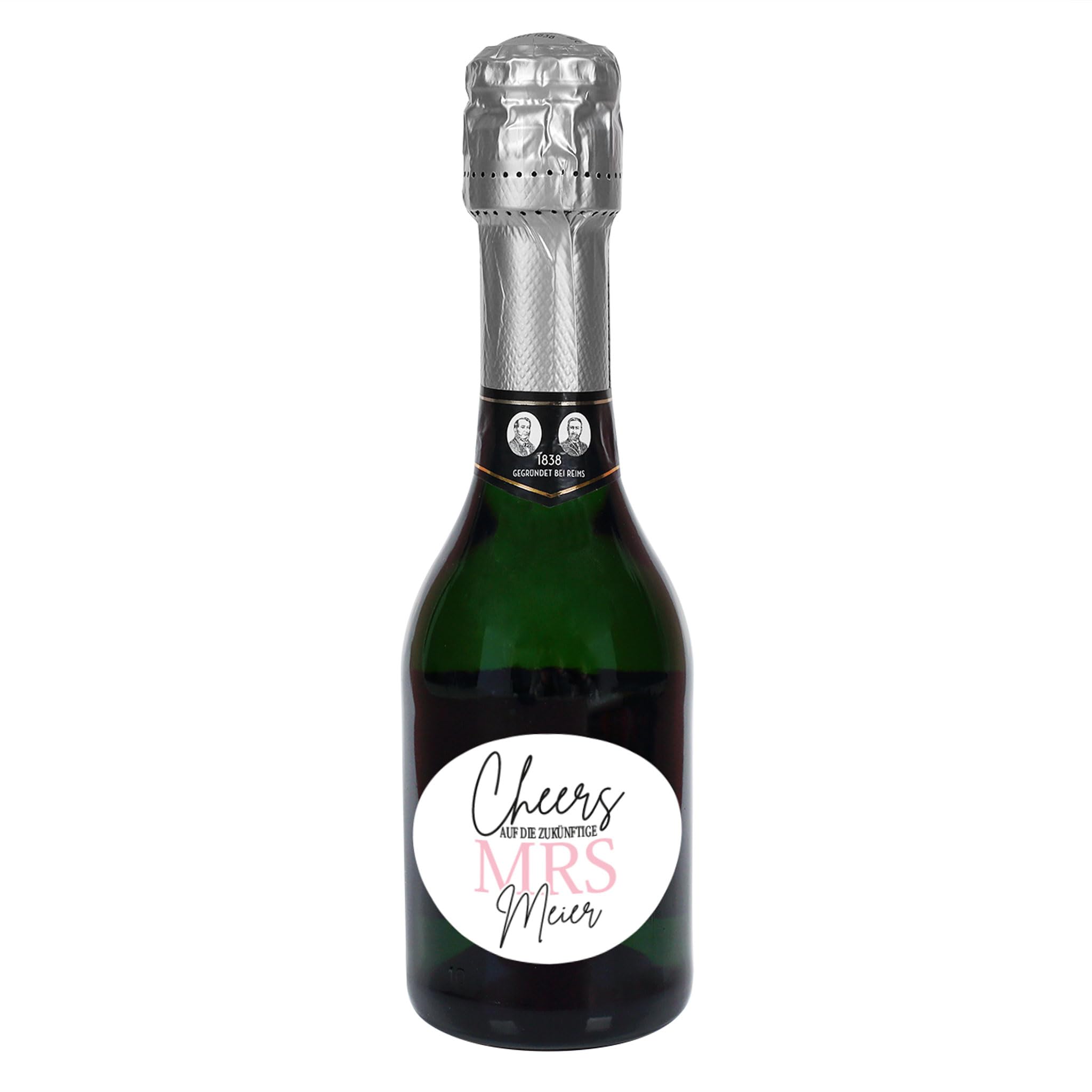 Herz & Heim® Personalisierte Sektflasche zum JGA – Cheers auf die zukünftige Mrs – Individuelles Geschenk zur Hochzeit – Sekt mit Wunschname – Perfekt für Junggesellinnenabschied & Brautfeier