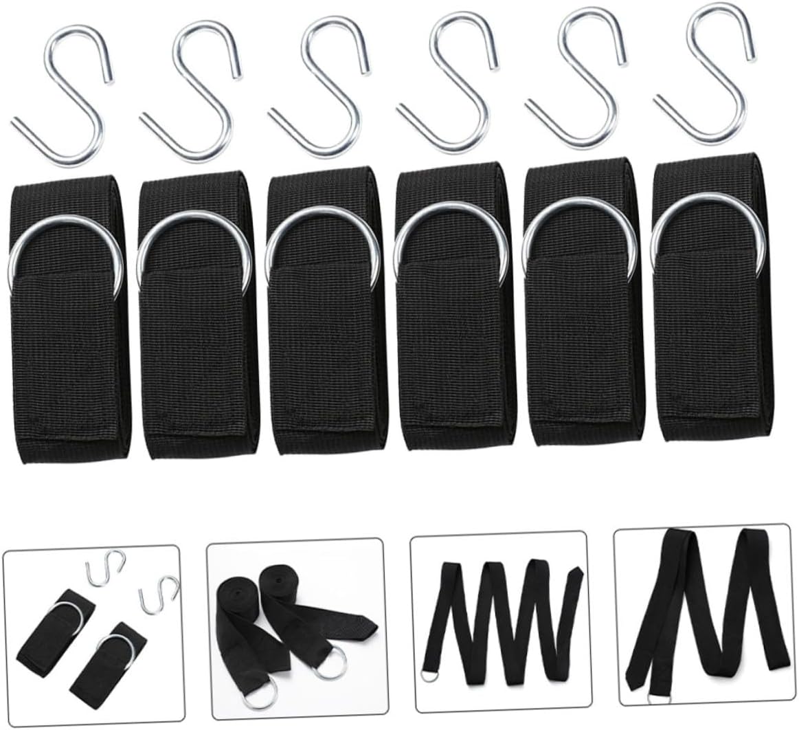 GLEAVI 6pcs Outdoor Hammock Tree Straps Nylon Rope Swing Hanging Kit Adjustable Heavy Duty S-Hook for Patio Camping Backyard Swing Accessories