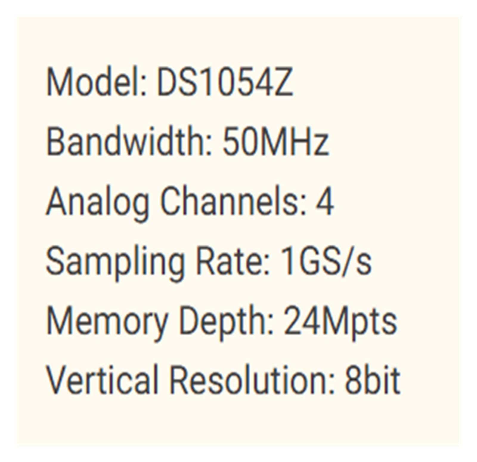 DS1054Z Osciloscopio Digital de Cuatro Canales 50MHz 24Mpts
