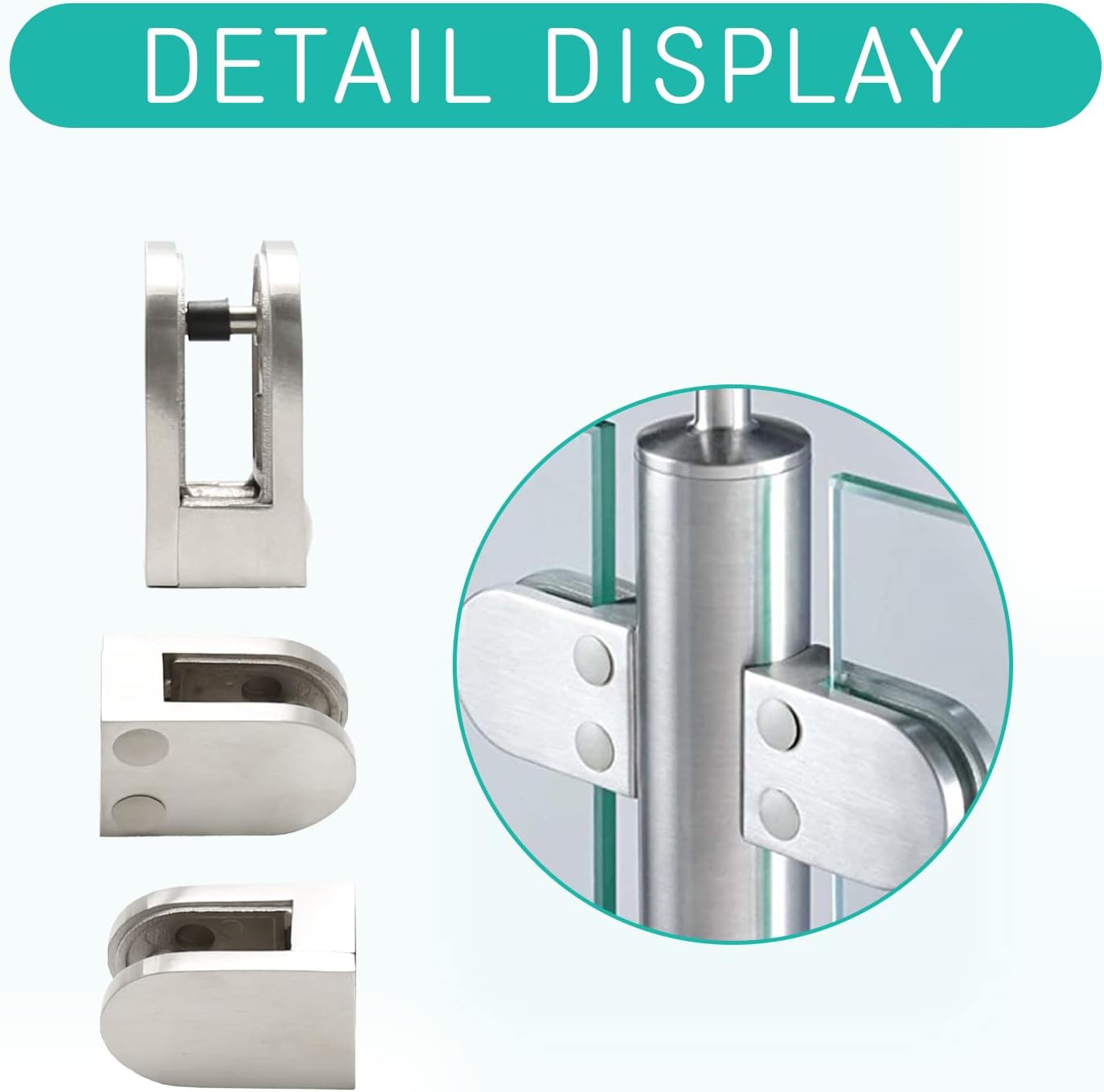 Glass Shelf Brackets Stainless Steel 304 Brushed Finish Flat Glass Bracket 4PCS Clamps for 1/3 "-1/2 Tempered Glass Holder