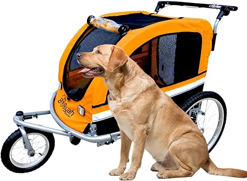 Miniatura 1 de Booyah - Cochecito de perro grande para bicicleta para mascotas con amortiguadores - naranja