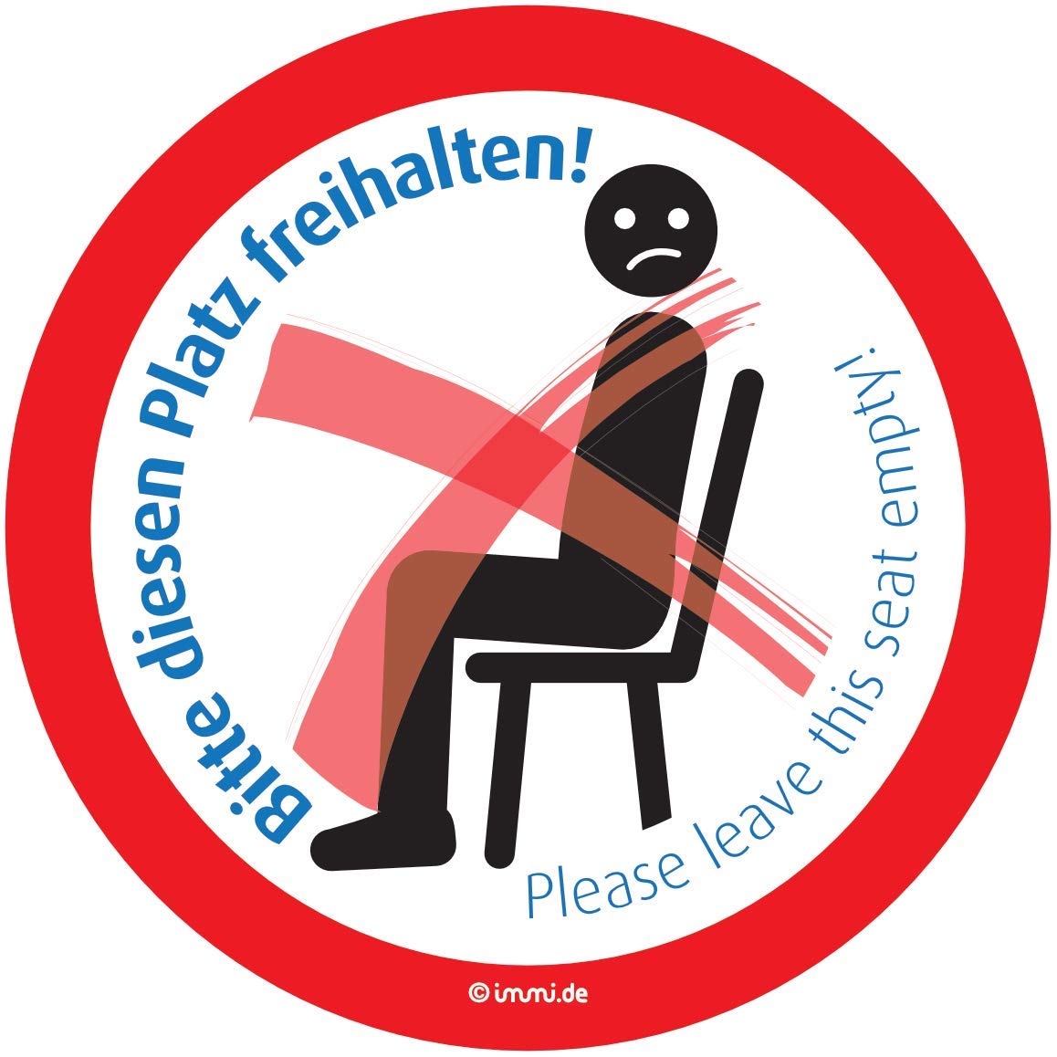 immi 4x Sitzplatzverbot Aufkleber (leicht ablösbar), Bitte diesen Platz freihalten, 95mmØ
