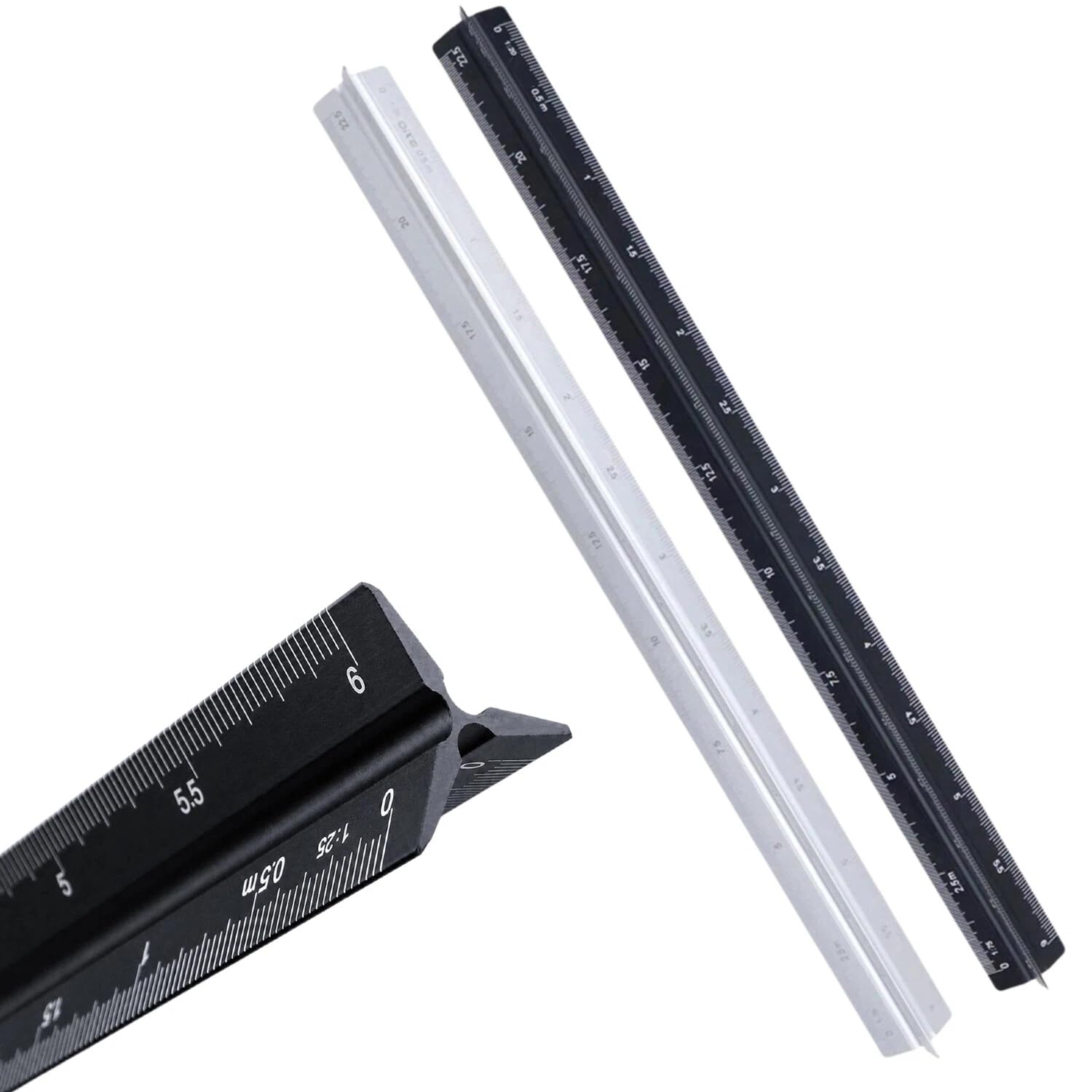 HARY 2Pcs Architectural Scale Ruler, Aluminum Triangular Scale Ruler