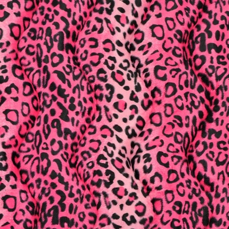 Leopard Print Velboa Faux Fur Fabric - Pink - Sold by The Yard