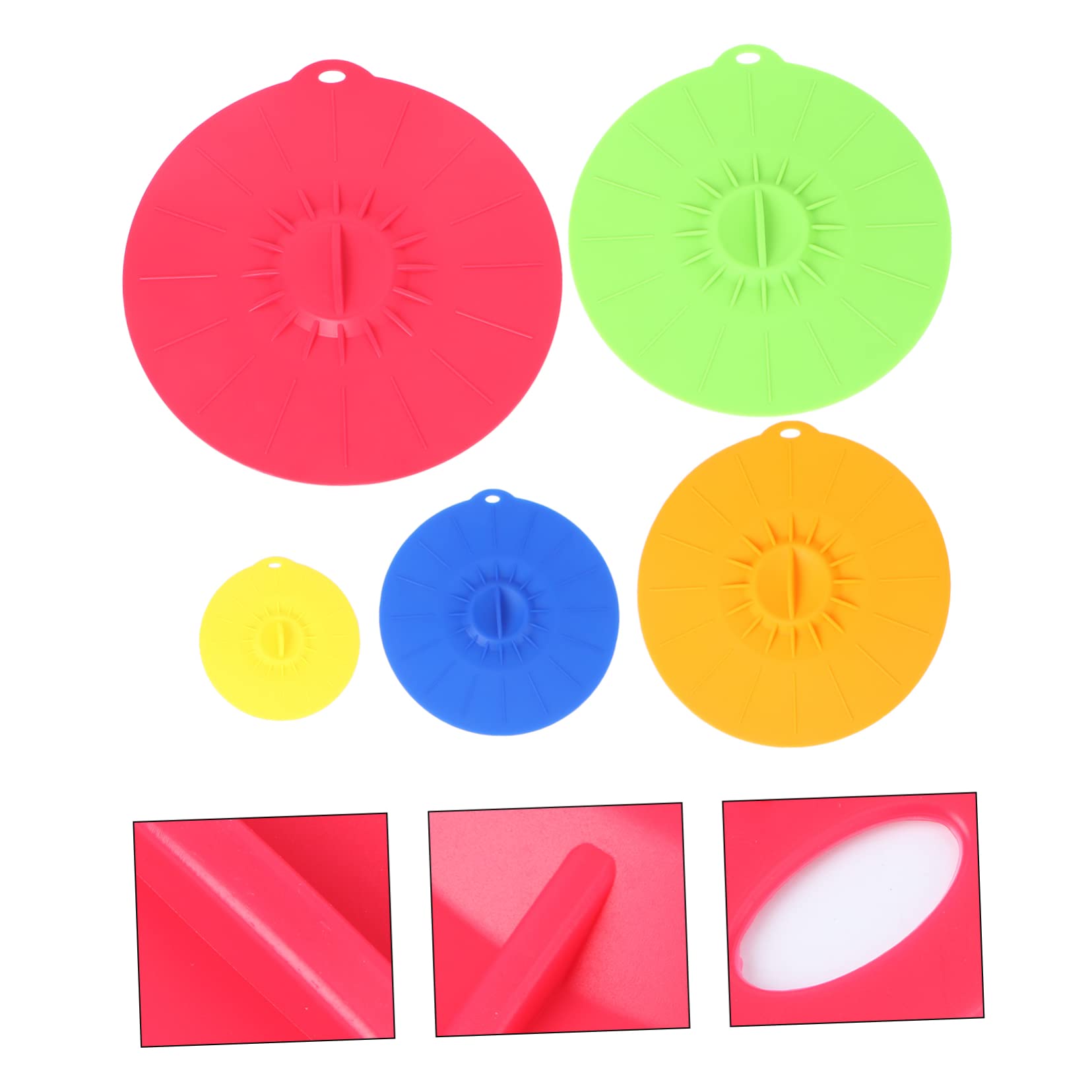 SHOWERORO 5piezas Tapas De Silicona Ecológica Aptas para Tazones Herméticas para Llevar Color Surtido