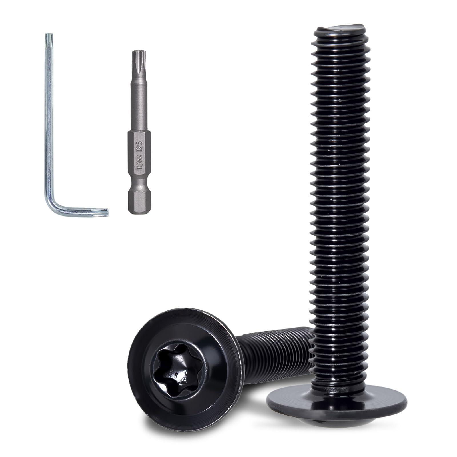 KINETOX 50PCS M5 Stainless Steel Bolts M5 x 10mm Torx Pan Head Machine Screws Black Zinc Plated Stainless Steel Screws for Metal PC Case Model Building & Furniture Use