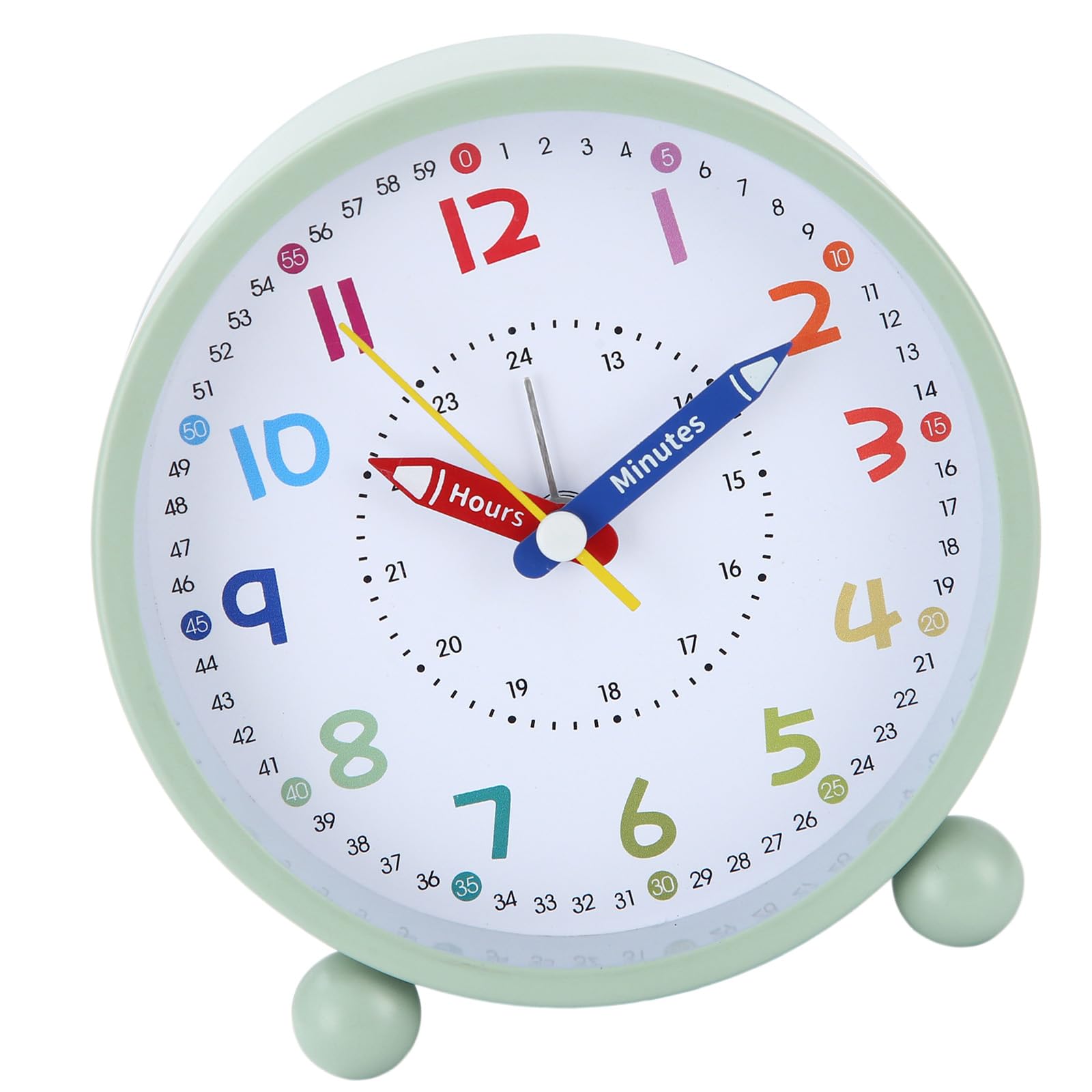 Kaeltsyn Kids Educational Analog Alarm Clock with Large Display and Nightlight Battery Operated for Bedsides and Study Area Analog Learning Clock