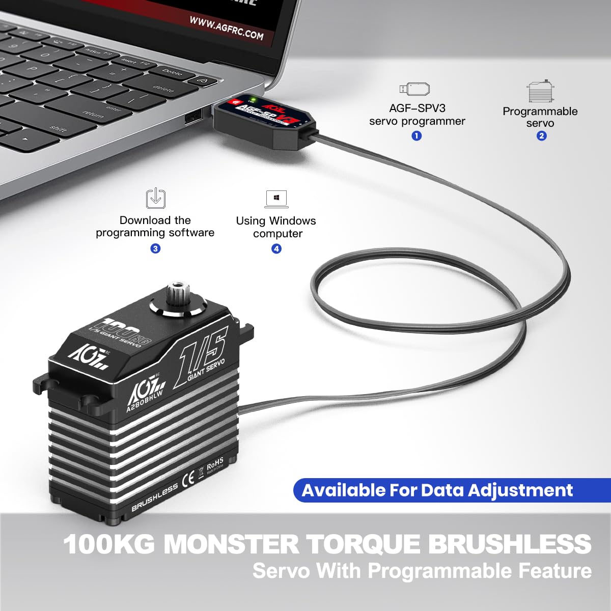 Amazon | AGFRC 100KG 高トルク デジタル RCサーボモーター 防水