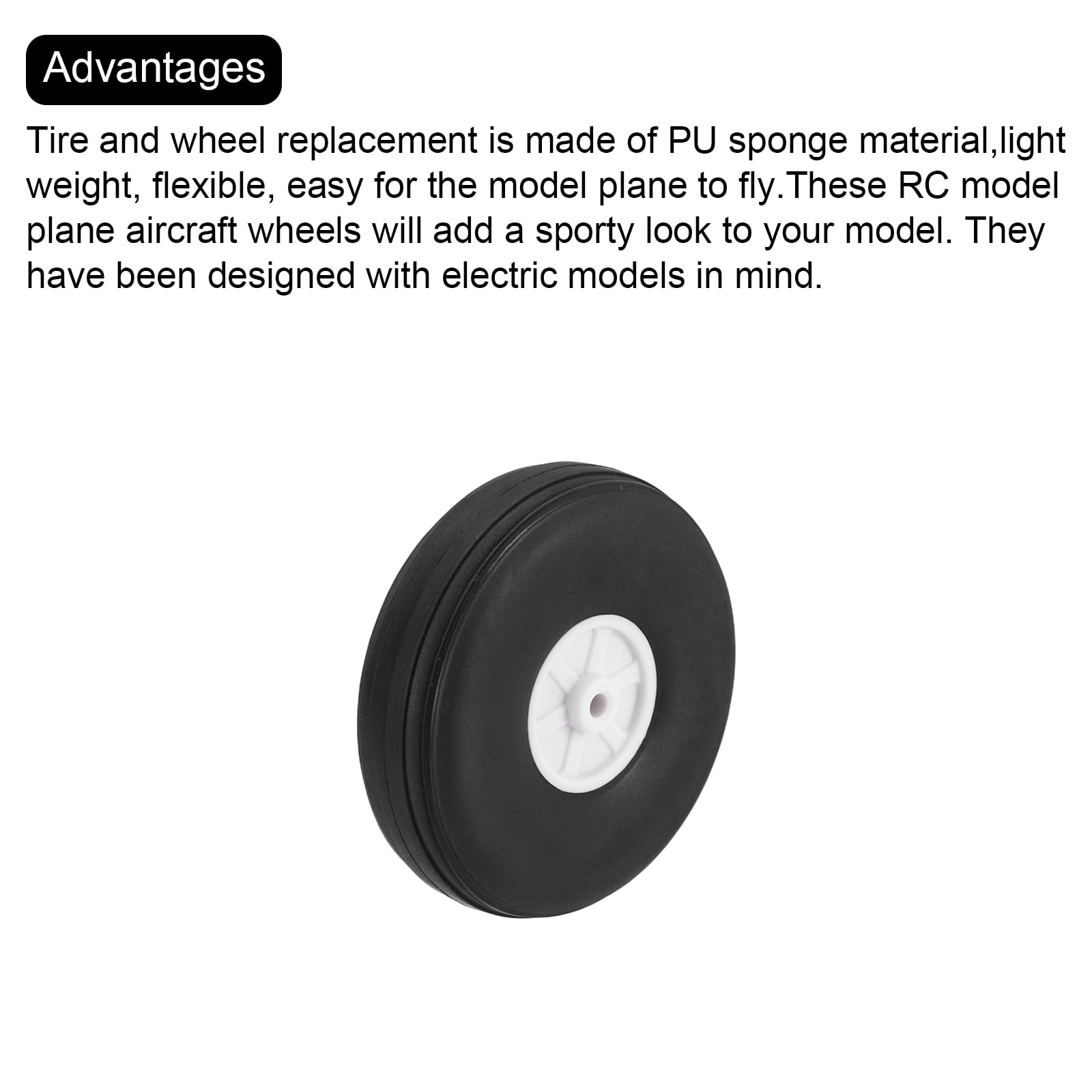 sourcing map 10Pcs RC Airplane Wheels 2.5" OD Aircraft PU Rubber Tire Tail Airplanes Wheel Replacement for DIY Model Plane Helicopter Car - Image 4