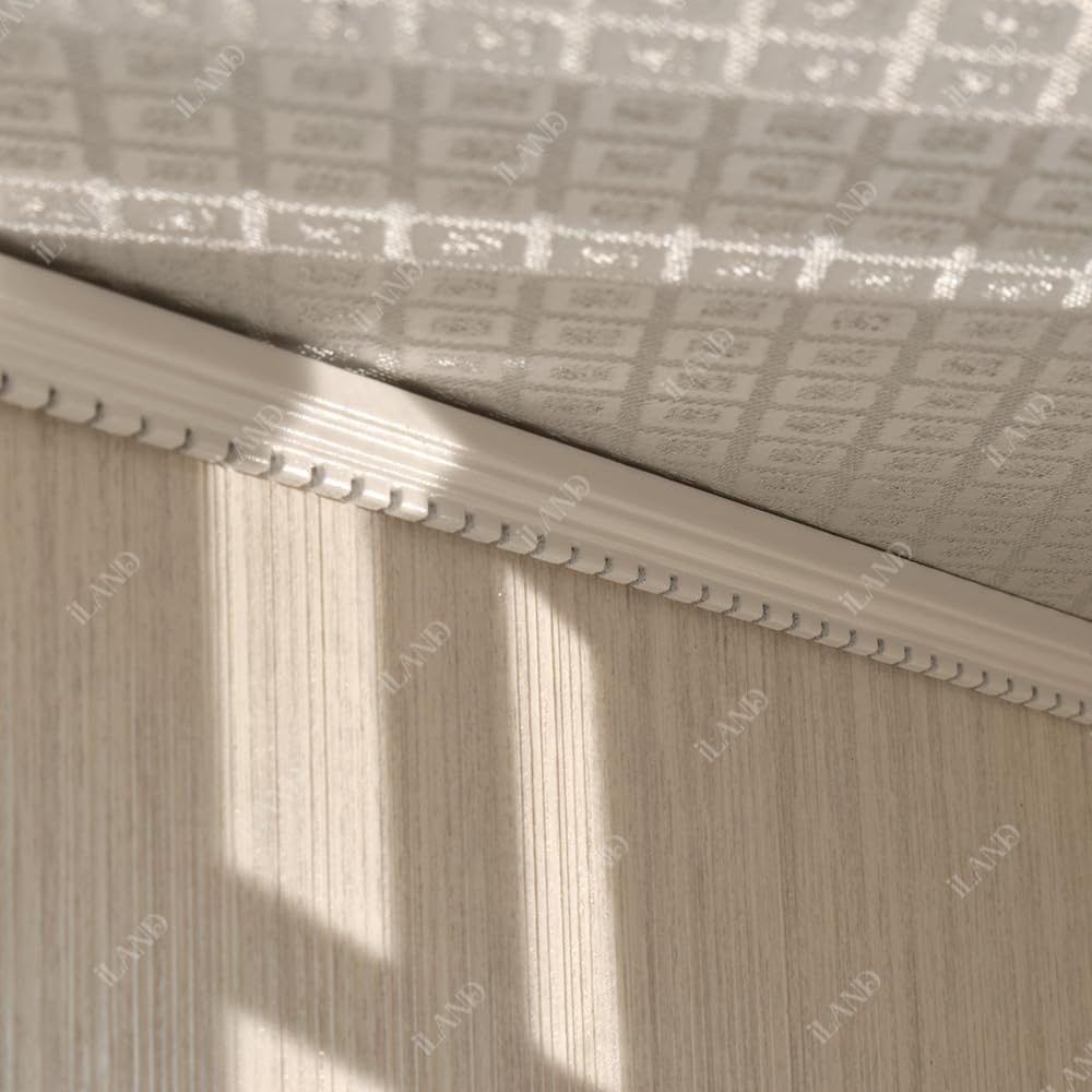 iLAND Miniature Dollhouse Accessories on 1:12 Scale, Wooden Dollhouse Trims & Skirting Board & Moulding Cornice 17” Long 18pcs (Luxurious White)