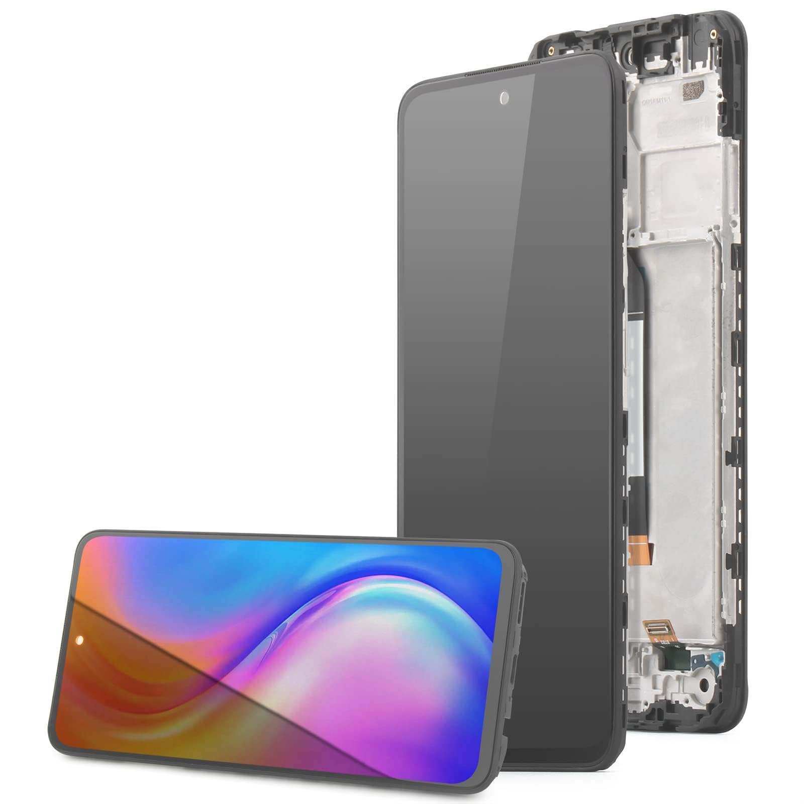 RongZy Display for Xiaomi Poco M4 Pro 4G MZB0B5VIN LCD Screen Replacement Digitizer Touchscreen Mounted Replacement with Tools (Black, with Frame)