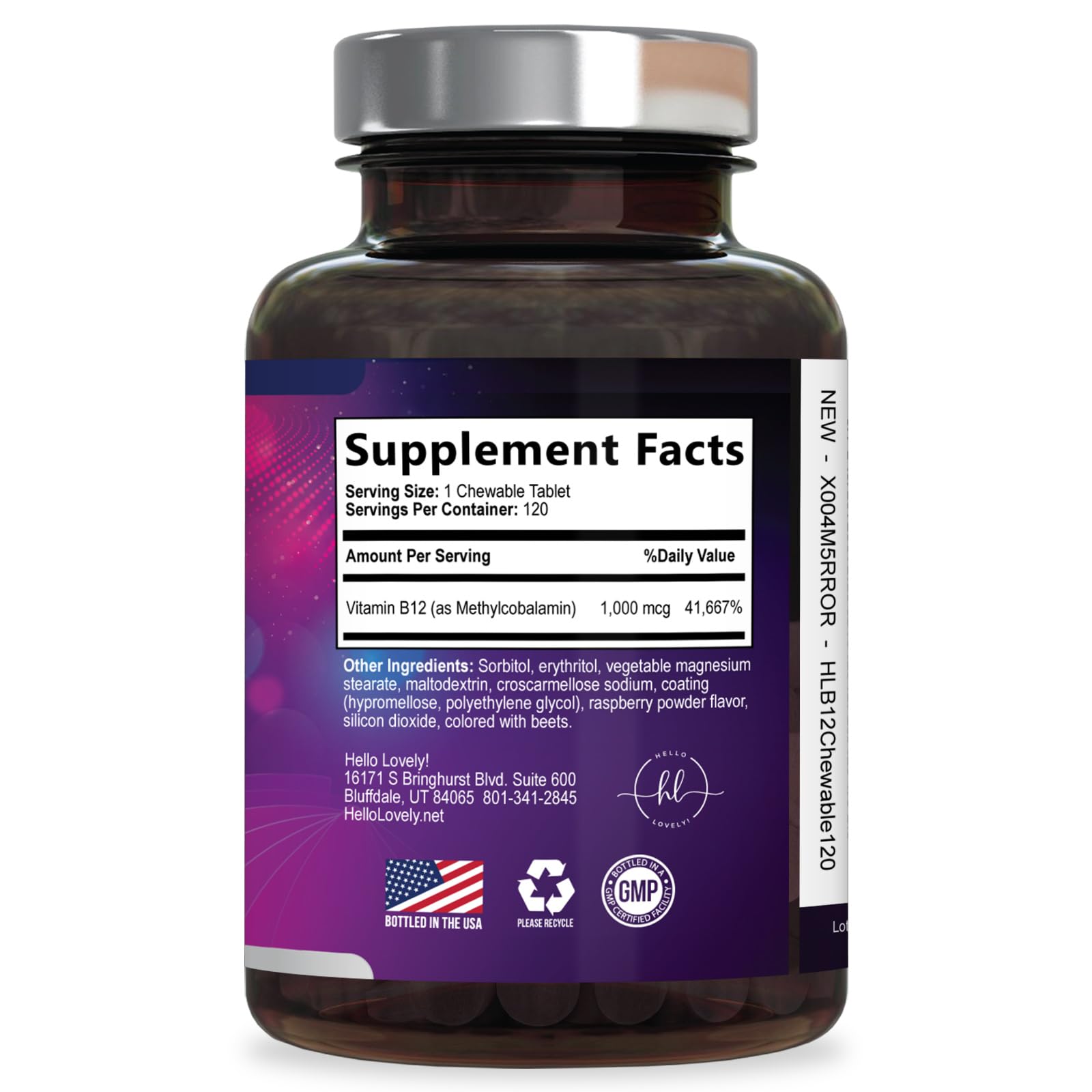 Vitamin B12 1000 mcg Chewables - Natural B12 Complex with Heart & Nerve Energy Health Support - Vitamin B-12 Complex with Immune Health Support - Fast Dissolve, Bottled in USA - 120 Chewables — Amazon image 9