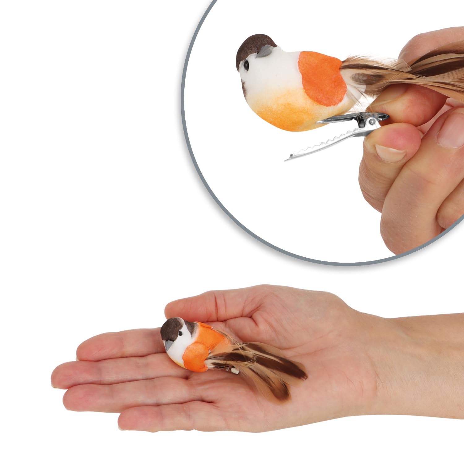 com-four® 48x Dekovogel, künstliche Vögel in 4 bunten Farben